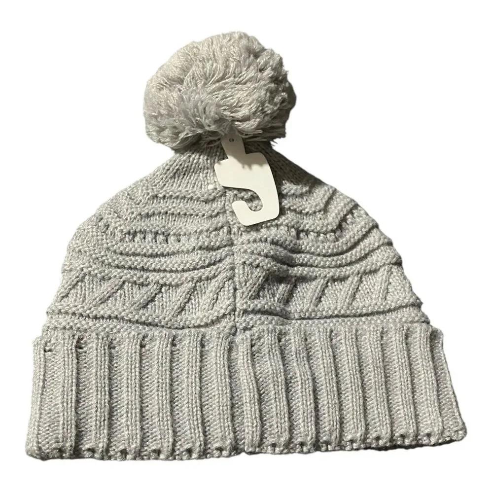 Michael Kors Gray Cable Knit Pom Beanie Womens One Size Winter Hat‎